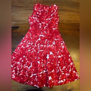 Lavia Sleeveless Red  Floral Pleated Midi Dress  42/6